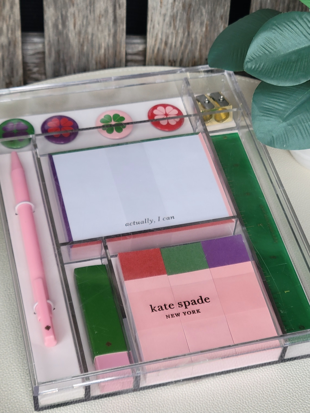 Kate Spade Colorblock Tackle Box  Pink & Green Desk Stationery Set
